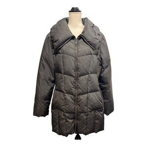 Cole Haan Parka Womens XL Signature Down Puffer Coat Black Long‎ Quilted Outdoor